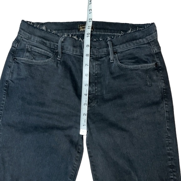 EUC MOTHER The Double Fray Charmer Black Denim Jeans Size 28 Distressed Raw Hem - Picture 8 of 15